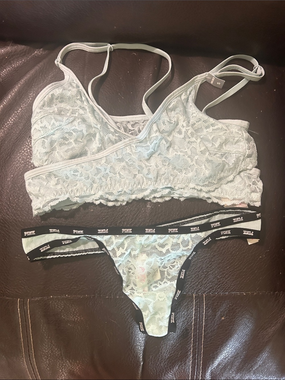 PINK Victoria's Secret Mint Bralette Set.
